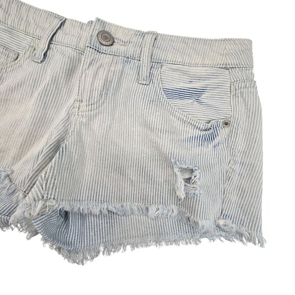 Mossimo Juniors Shorts Blue White Striped Distressed Denim Shorts Size 5 JJ3926 - Picture 3 of 7